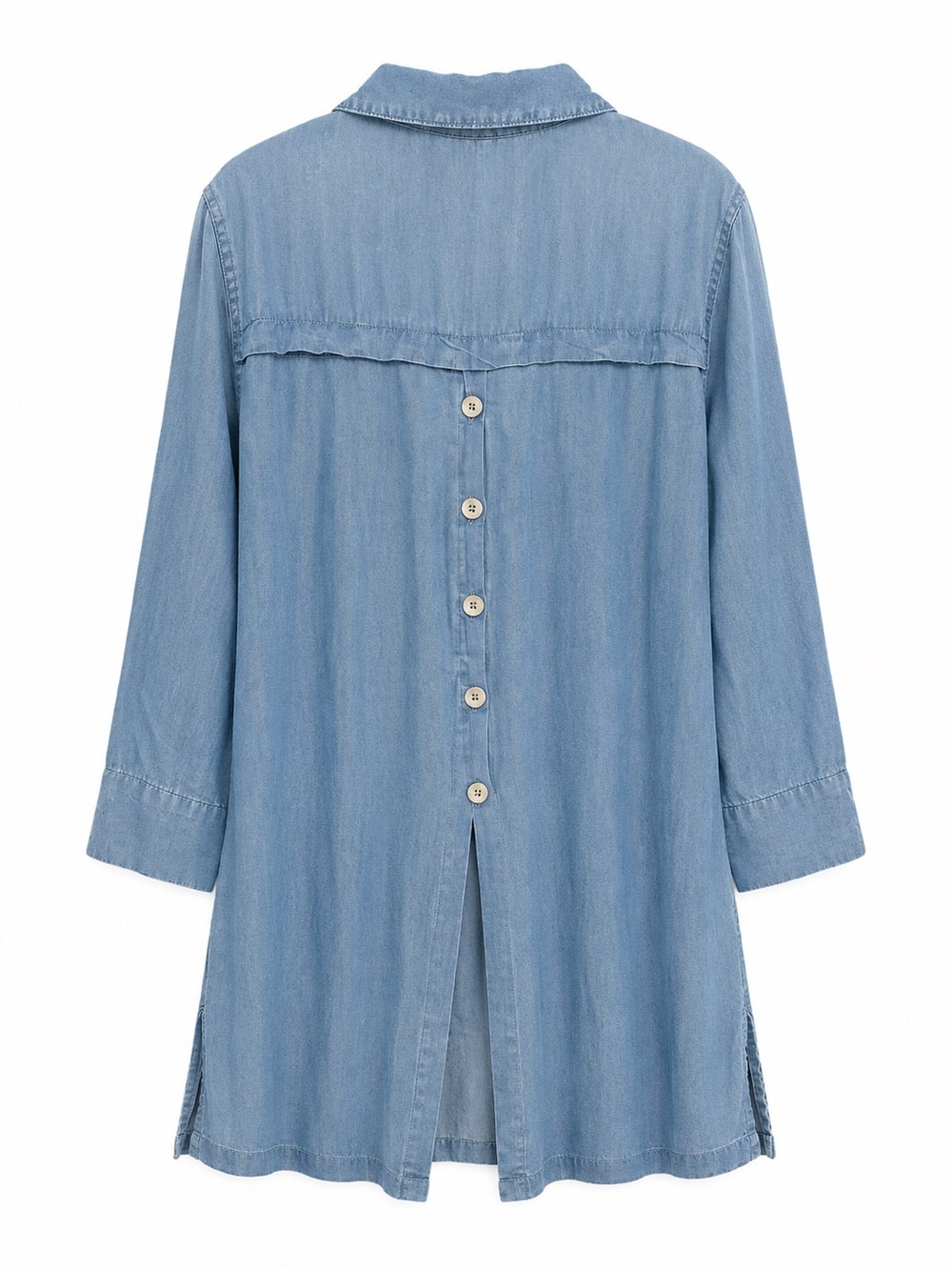 Zac & Rachel 1X Chambray Popover Tunic Button Back Top - Picture 3 of 6